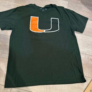 THE VICTORY MENS LARGE GREEN MIAMI HURRICANE T SHIRT CANES THE U